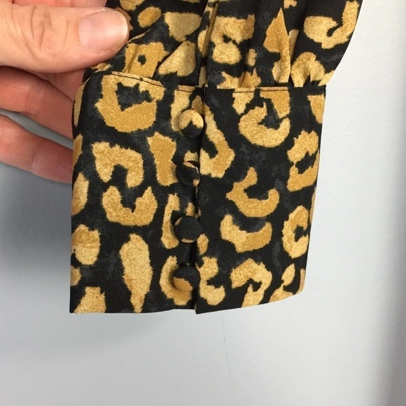 who What Wear Watercolor Cheetah Print Long Sleeve Ruffle Dress Women’s Size S - Picture 9 of 12